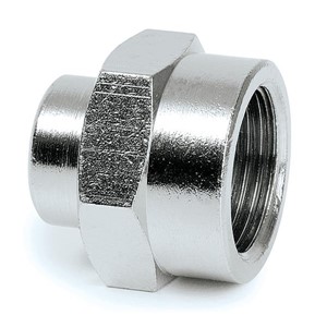 Reducer coupling G3/8 female to G1/8 female for tube 8 mm (nickel-plat