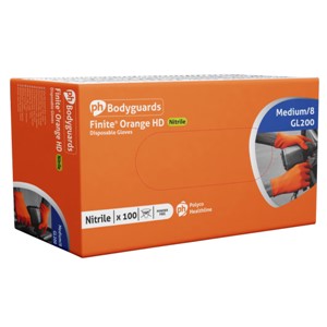 Gloves Large Finite Orange HD Nitrile Disposable  L/9