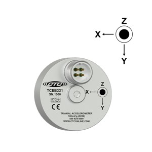 TCEB331 CTC Premium Miniature Triaxial Accelerometer, Top Exit, 100mV/